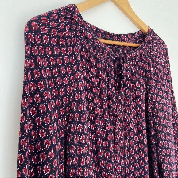 ADDITION ELLE NAVY/RED/PINK 100% RAYON GEOMETRIC PRINT BLOUSE W/TIE NECKLINE, 18 - Picture 4 of 12